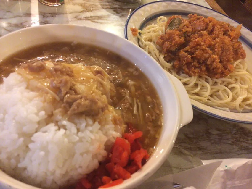 【日替ランチ】ボローニアスパゲティ+ポークストロガノフを頂きました。|momongatomoさん