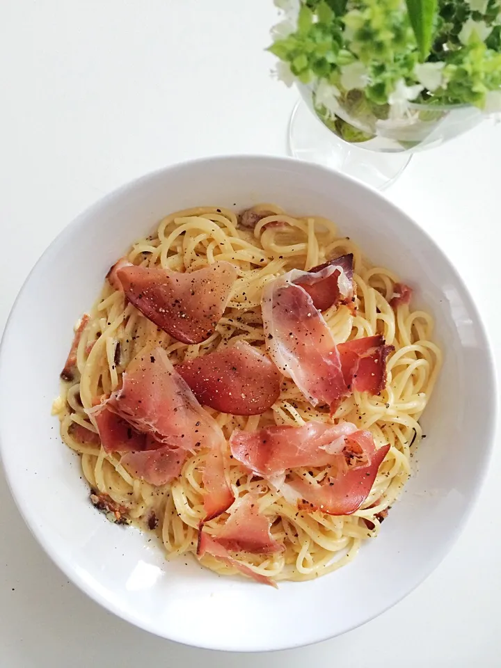 Pasta carbonara  with Black Forest ham|12Dragonさん