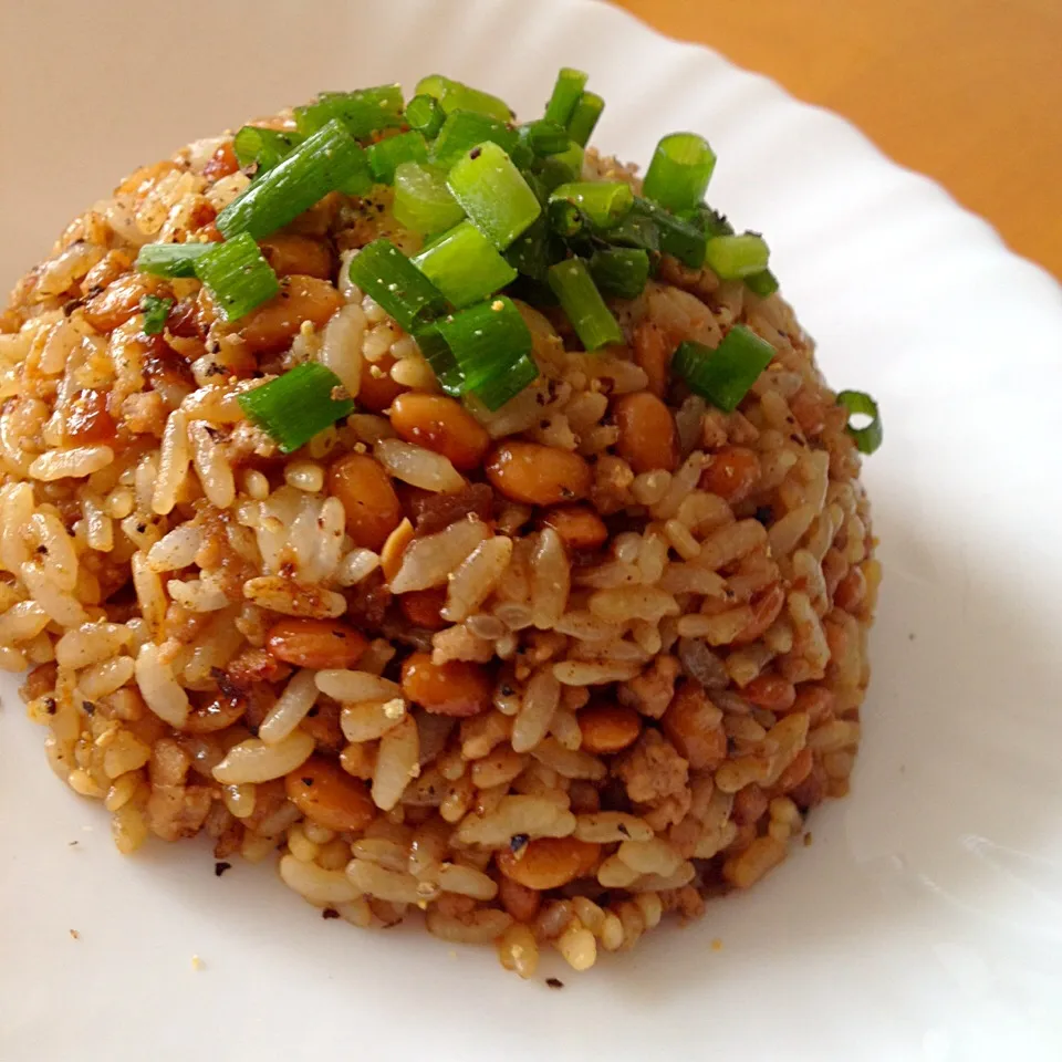 納豆挽き肉チャーハン|カウンター嬢さん