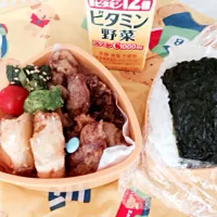 Snapdishの料理写真:息子のお弁当豚肉とジャガイモの天ぷら|miyaさん