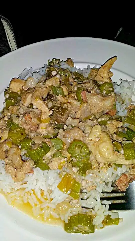 Smothered #Chicken With Okra #Vegetable over Rice 🍴 😋|Alisha GodsglamGirl Matthewsさん