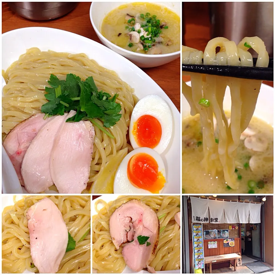 Snapdishの料理写真:味玉濃厚鶏茸つけ麺 大盛@福の神食堂(秋葉原)|塩豚骨さん