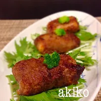 お豆腐の肉巻きオイスターソース焼き