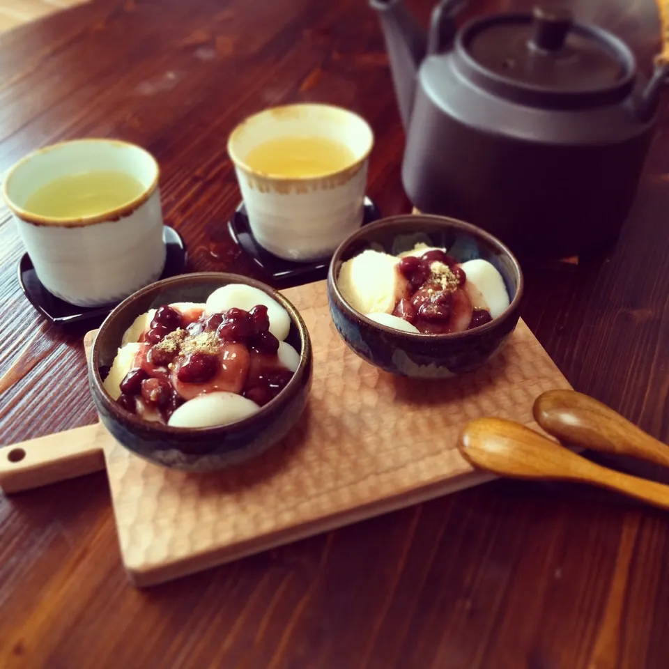 Snapdishの料理写真:今日のおやつ♪白玉クリームぜんざい🍡|EMIRIさん