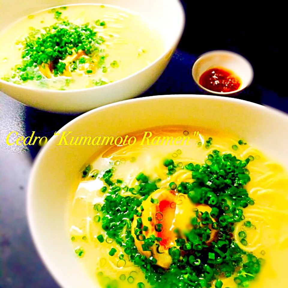 手料理で…良いのかな？                     熊本黒亭の半生麺                         味玉爆裂(T ^ T)  焦がしニンニク油入れ忘れ＿|￣|○|Cedro🍋さん