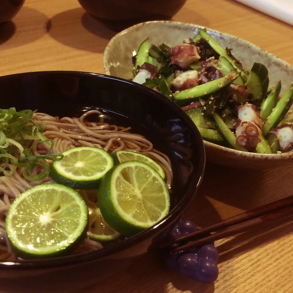 すだちそばと、胡瓜の酢の物|ごりみさん