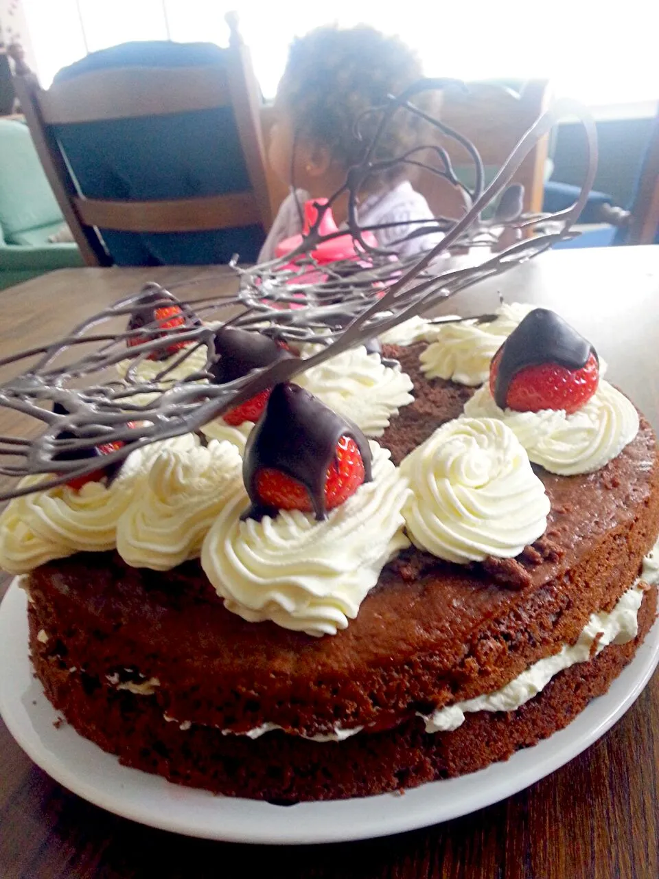 Snapdishの料理写真:chocolate cake with strawberries and cream|Karolynn Bachmannさん