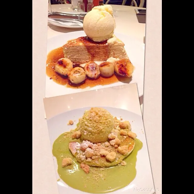 banana layer cake & green tea pancake|fiofieさん