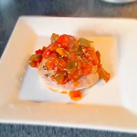 Snapdishの料理写真:Baked Pork chop with zesty salsa|Carolina Noel Nickeyさん