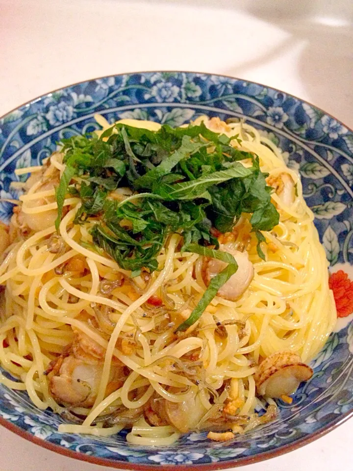 じゃこと帆立の和風にんにくパスタ|あさひさん