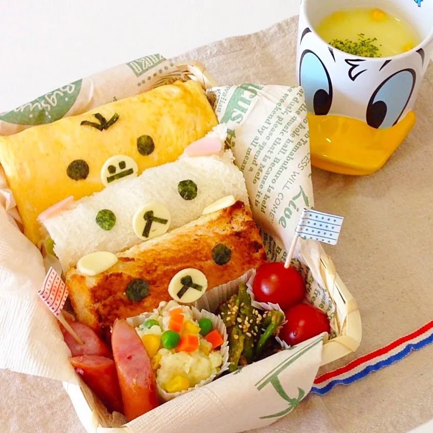 天気のいい日に♪リラックマのサンドイッチでにこにこランチ🐤🐰🐻💕|natsÜmiさん