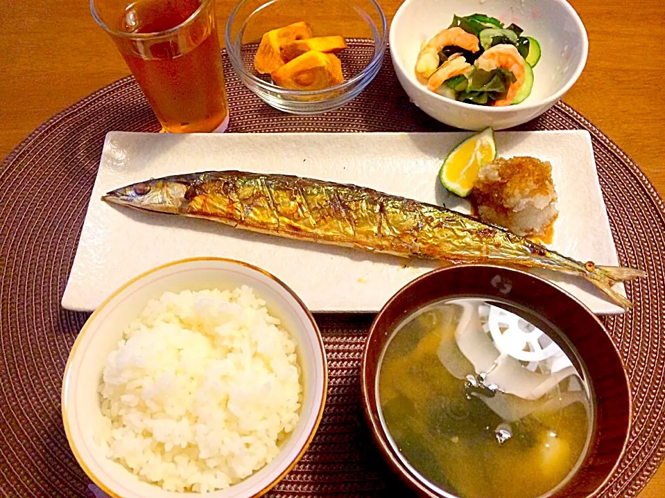 秋刀魚の塩焼き夕食|ゆうかさんさん