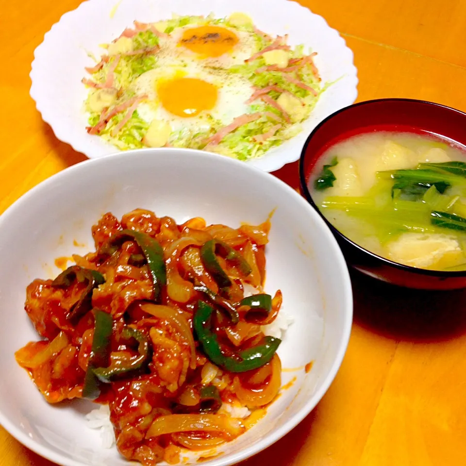 ポークチャップ丼|カウンター嬢さん