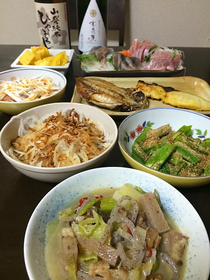 やり過ぎの家居酒屋。飛良泉と水芭蕉を一晩で飲むダメ夫婦(￣▽￣)|ままぞうさん