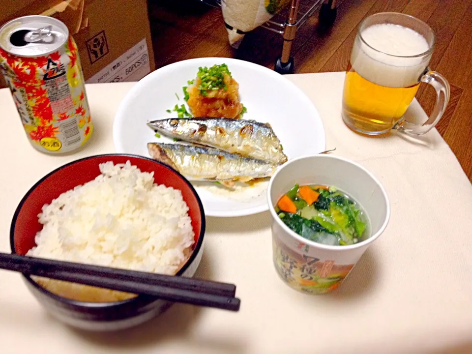 Snapdishの料理写真:秋刀魚の塩焼き+秋味|bearさん