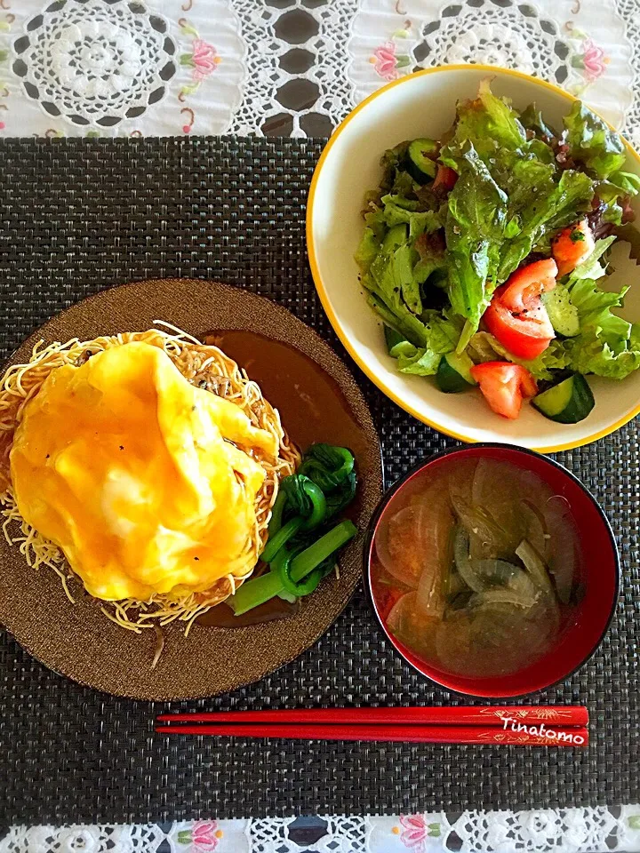 朝から固焼きそば、天津飯風٩( 'ω' )و|Tina Tomoko😋さん