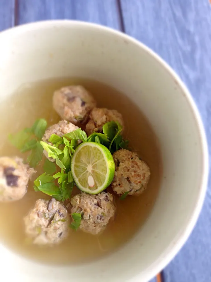 Snapdishの料理写真:鶏団子汁をタイ風春雨にアレンジ|hiroさん