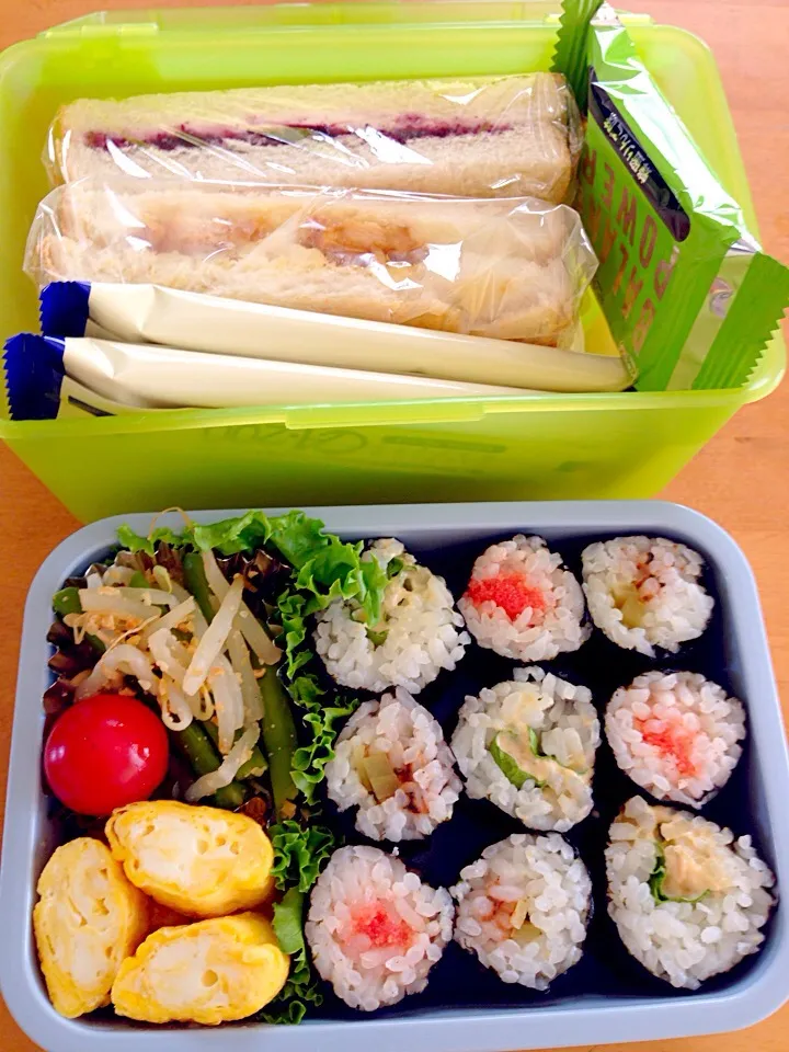 細巻きとサンドウィッチ弁当(*^^*)|sachiさん