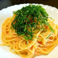 昼ごはんは  明太子パスタ