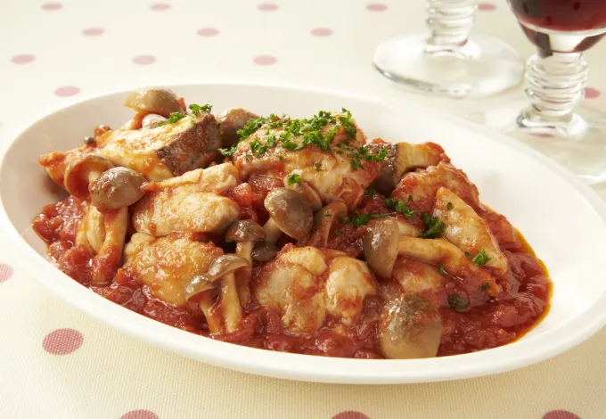 きのこたっぷり鶏肉のトマト煮|カゴメトマトケチャップさん