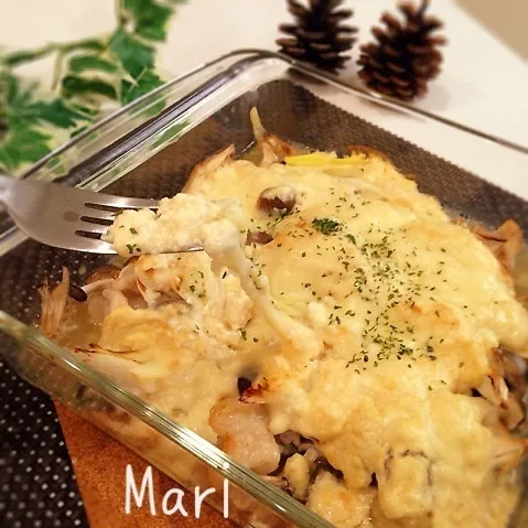 Snapdishの料理写真:コク❤︎豆腐味噌マヨソース✨鶏・葱・茸焼き|Mariさん