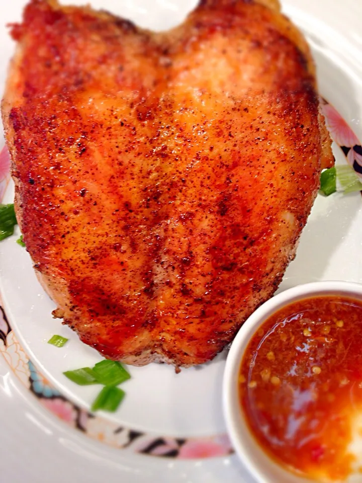 Snapdishの料理写真:Roasted aromatic Chicken Breast ( chilli ginger dipping sauce)|Allissa Zhaoさん