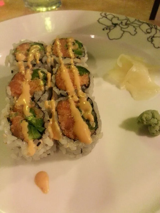 Snapdishの料理写真:spicy salmon with jalapeno roll.|Polly Gelfusoさん