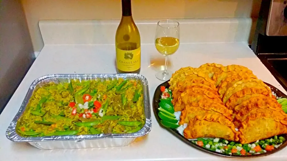 Snapdishの料理写真:brazilian Saffron Rice with Chicken and Vegetables and empanadas|sheree smithさん