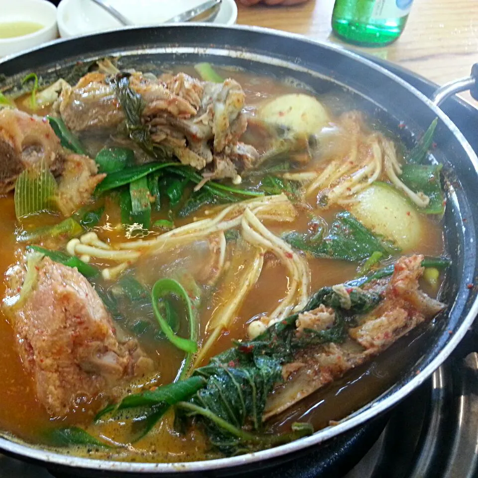 Snapdishの料理写真:Lunch time カムジャタン ♪
Pork bone soup with potato and korean spice called Gamjatang.|BUBUさん