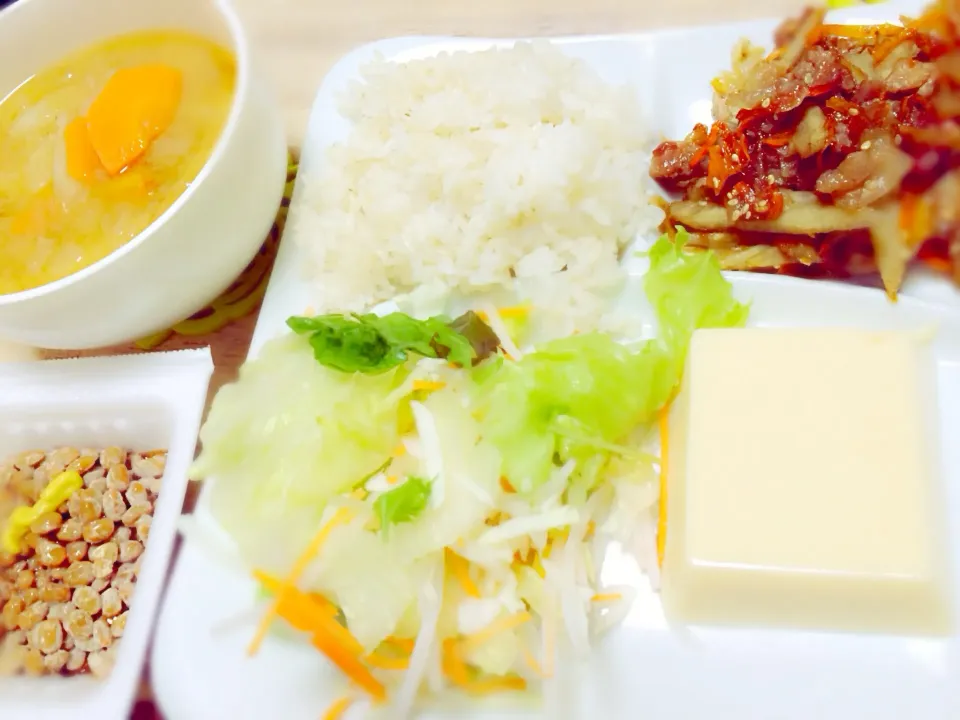 Snapdishの料理写真:1人暮らしの夜ご飯🍴💞|△KAHOさん