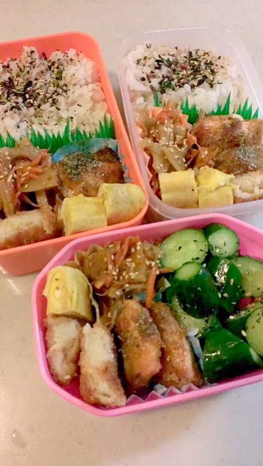 長女作、3人のお弁当。|りんさん