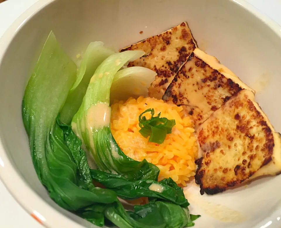 Snapdishの料理写真:Citrus tahini glazed tofu and bok choy|victoria valerioさん