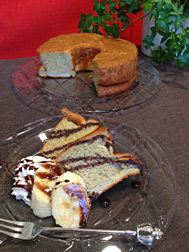 うねちゃんのしっとりフワフワ☆チョコバナナシフォンケーキ|みなさん