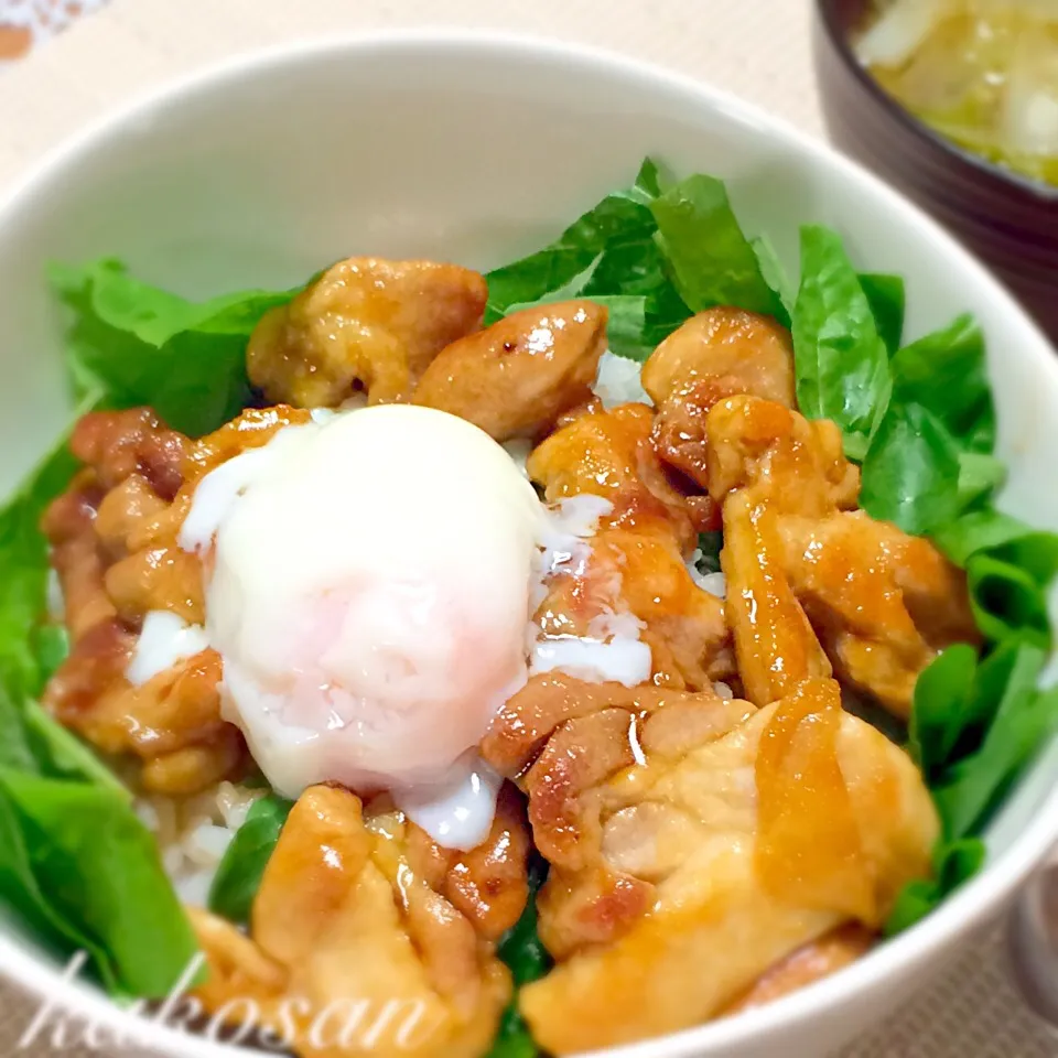 鶏照り丼〜温玉のせ(^^)|pinkmamaさん