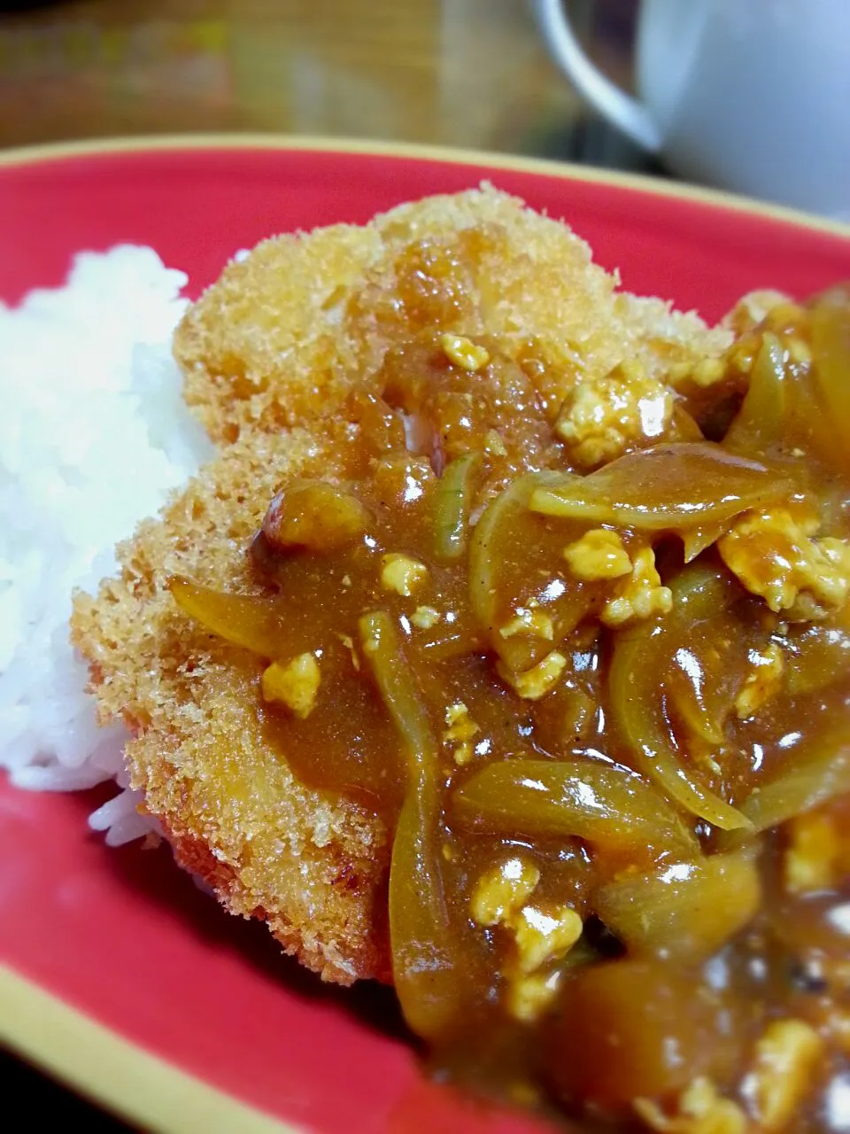 Wチキンカレー     鶏むね肉カツと手抜き(^_^;)の鶏挽き肉のカレー|ふりるさん