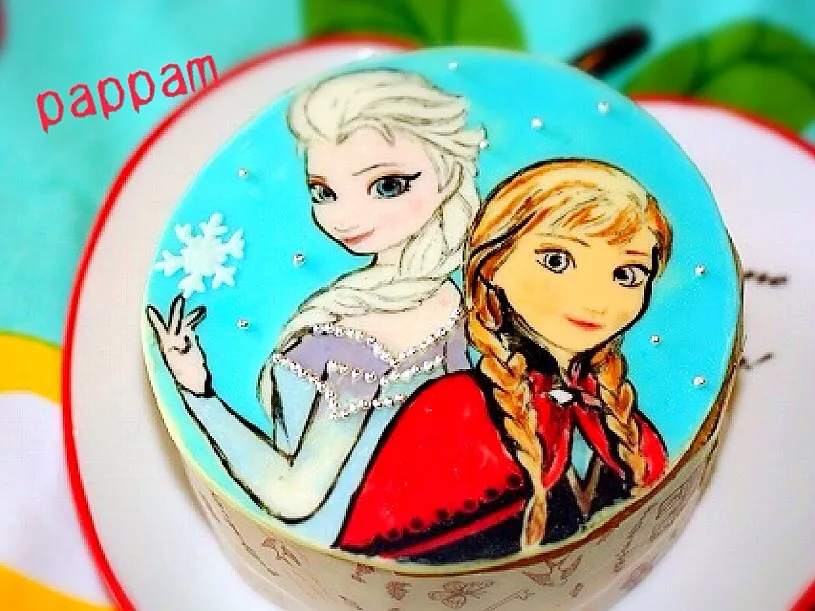 Snapdishの料理写真:キャラチョコケーキ:アナと雪の女王❄️|ぱっぱむさん