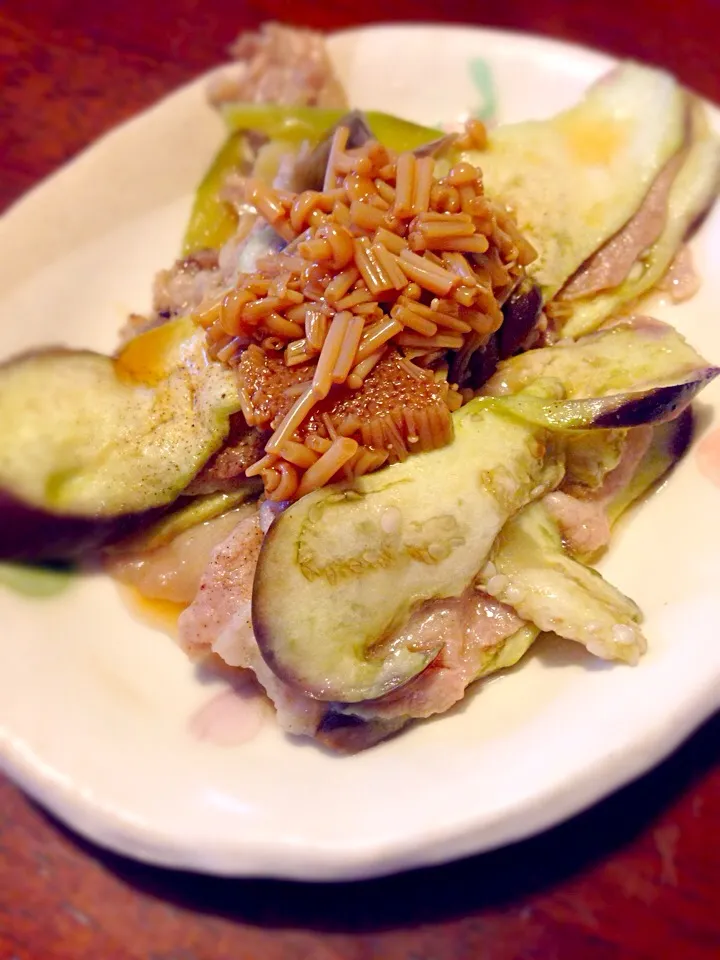 茄子と豚肉の重ね蒸し|さくたえさん