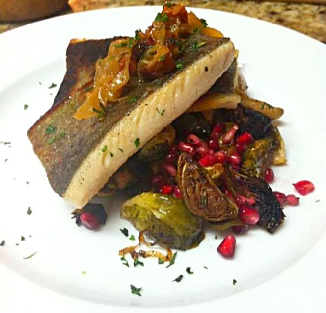 Crispy Pan Seared Trout, Roasted Brussel Sprouts, Fennel Jam....|Jenn Strangeさん