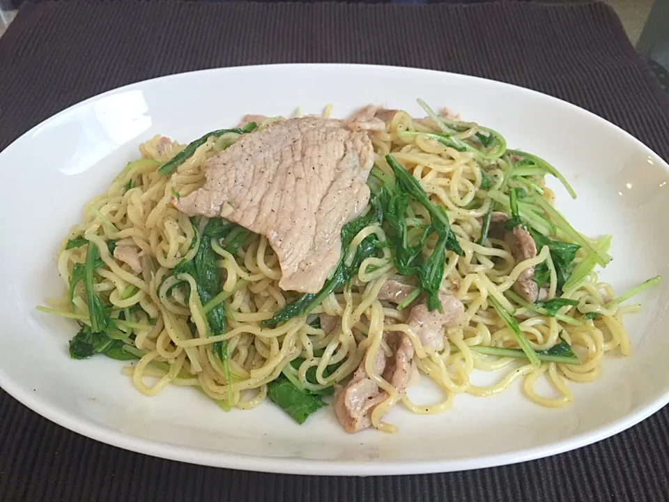 水菜の焼きそば|おっさんさん