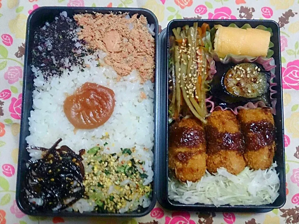 彼へのお弁当(*^_^*)
ひとくちミルフィーユカツ、きんぴらごぼう、なすの照り焼き、卵焼き|maikaさん