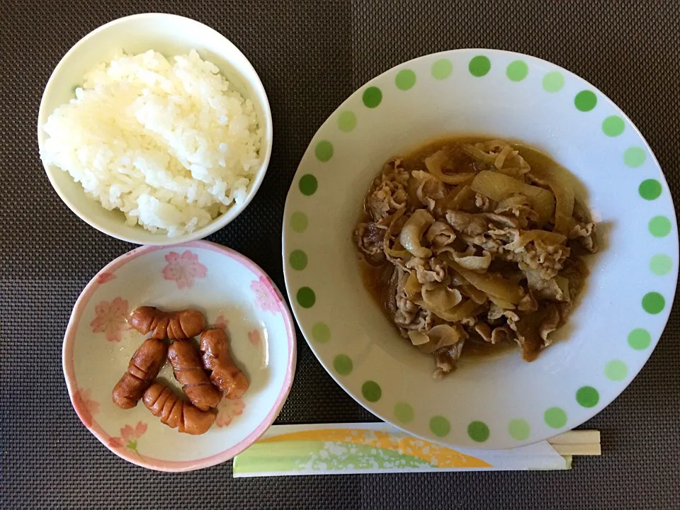 豚肉炒めご飯|ばーさんさん