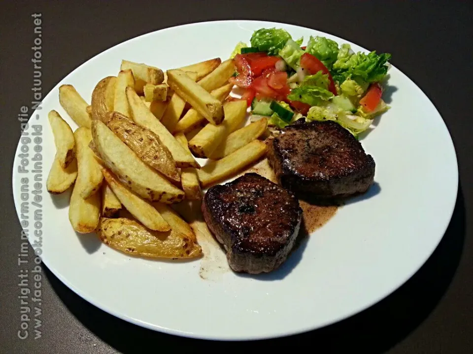 Homemade fries with beef and salad|Frank&Jolanda - Eteninbeeldさん