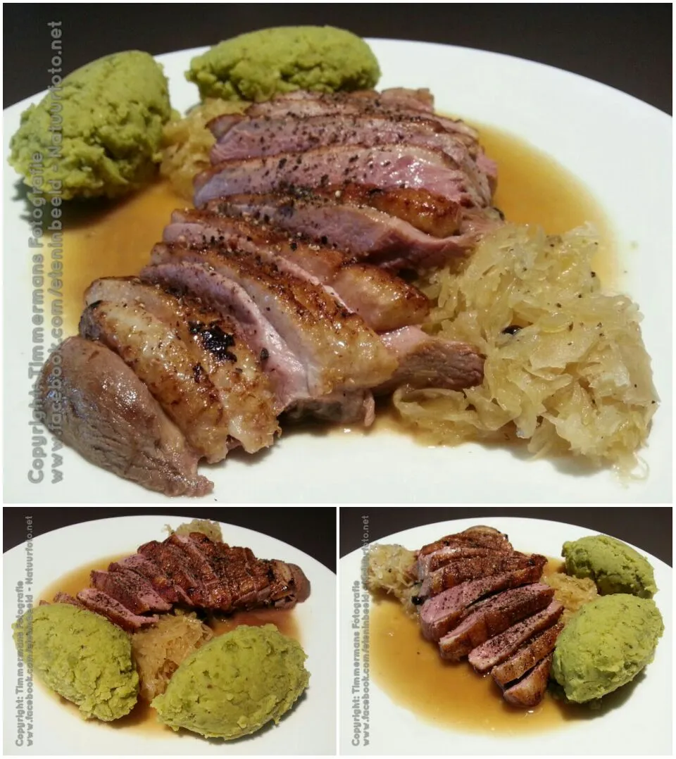 Sauerkraut, mashed green peas and duck breast|Frank&Jolanda - Eteninbeeldさん