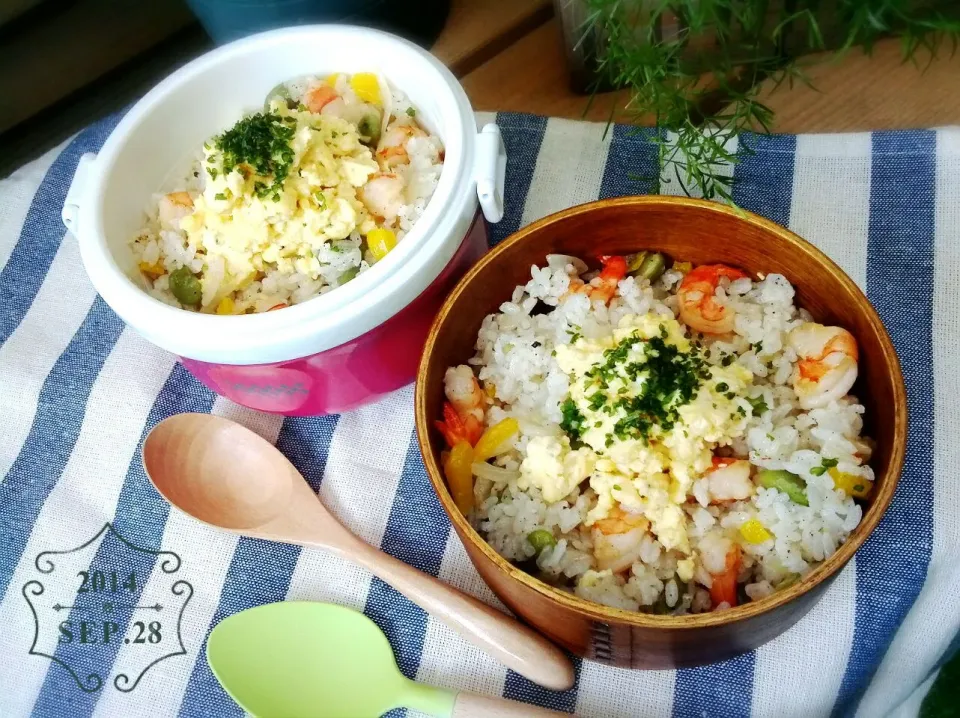 今日のお弁当はエビと枝豆の混ぜピラフ♪|key♪さん