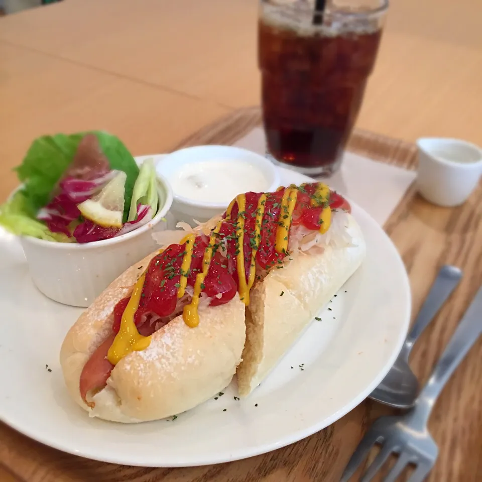 Snapdishの料理写真:ZARAME Cafeのホットドックモーニング＋200円|つぼたけちゃん🍷さん