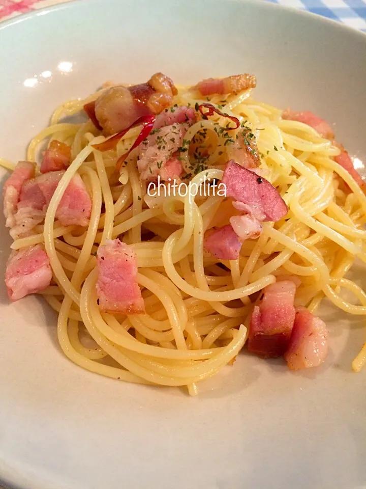 Pepperoncini con pancetta|chitopilitaさん