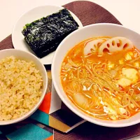 soondubu jjigae with brown rice|christina wさん