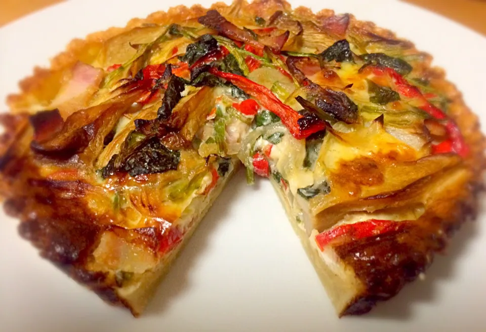 Spinach,bacon,mushroom quiche|Masakiさん