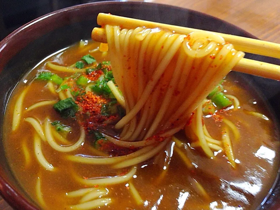 Snapdishの料理写真:TETSU♪😄さんの料理 旨辛！あくびちゃんの半田めんで作った朝カレー素麺♪ 和風だしが効いてチョー旨✖️２だよー！*\(^o^)/*|TETSU♪😋さん