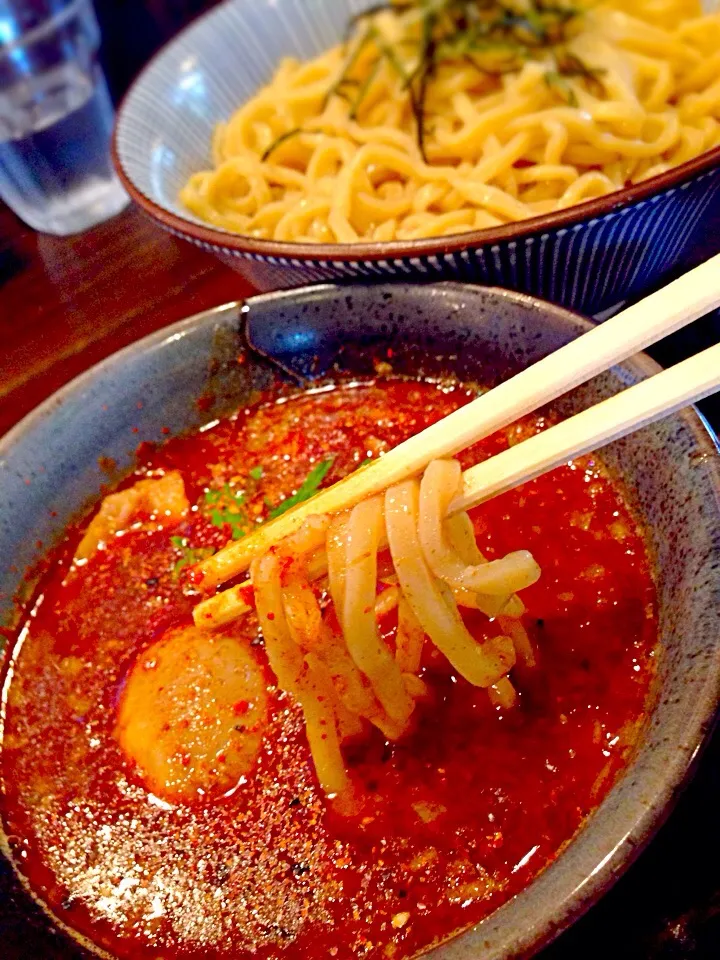 Snapdishの料理写真:＠麺屋やま昇『辛口つけ麺♪ 唐辛子✖️３倍で超激辛バージョン！😁💦』|TETSU♪😋さん